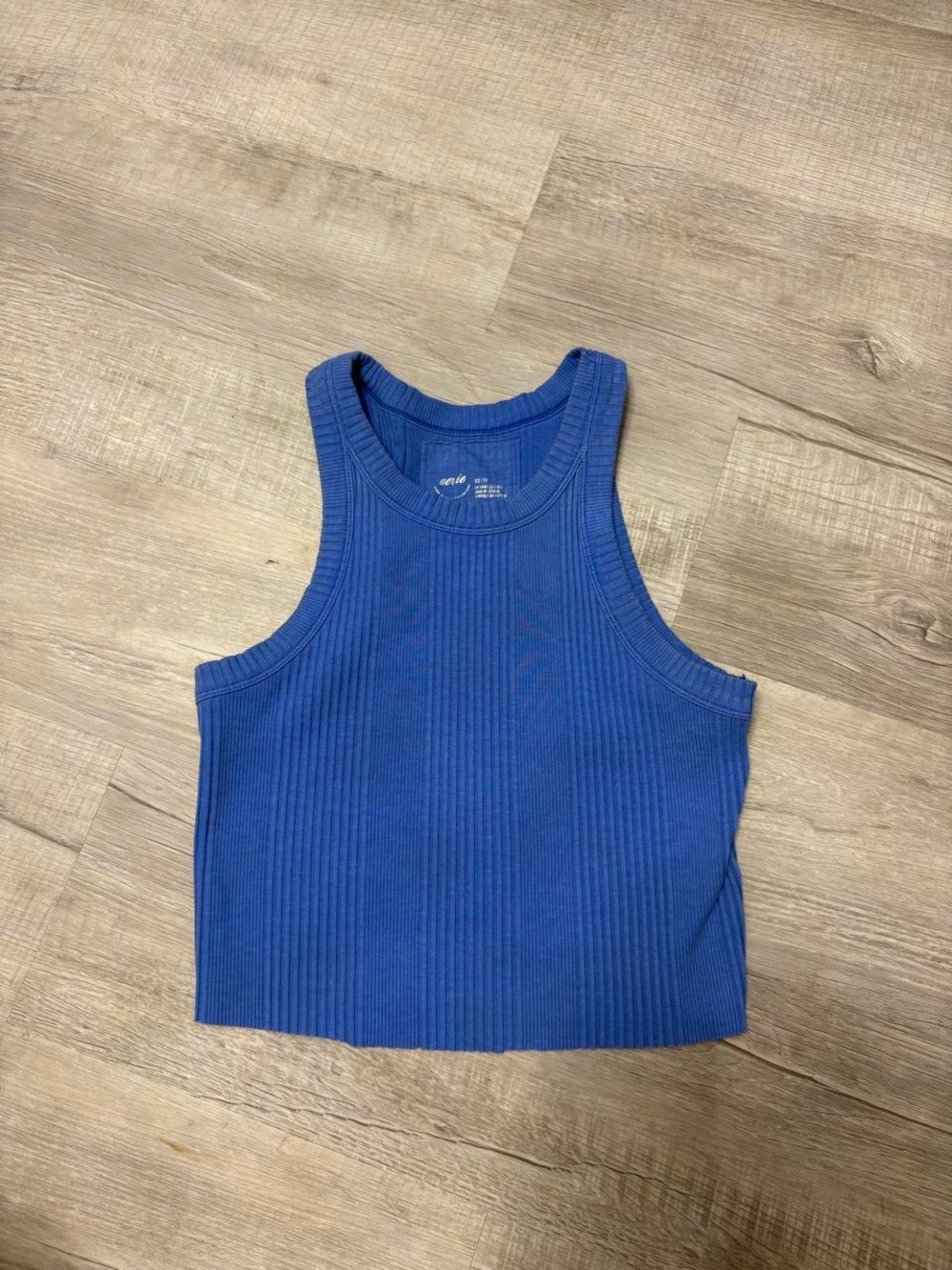 aerie Ribbed Cobalt Blue Crop Tank